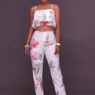 White Floral Print Two Piece Set