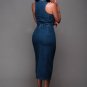 Front Zip Sleeveless Denim Dress