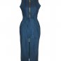 Front Zip Sleeveless Denim Dress