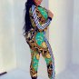 Fashion Print Long Sleeve Zip up Jacket And Bodycon Long Pants