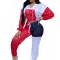 Women's 2 Piece Long Sleeve Contrast Color Bodycon Long Pants Set
