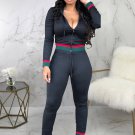 Women's 2 Piece Long Sleeve Zip up Jacket Bodycon Long Pants Set