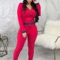 Women's 2 Piece Long Sleeve Zip up Jacket Bodycon Long Pants Set
