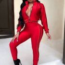 Women's Long Sleeve Zip Up Fitness Bodycon Sport Suit