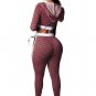 Women's Long Sleeve Zip Up Crop Top and Bodycon Long Pants Set