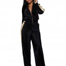 Women's Long Sleeve Zip Up Top and Wide Leg Long Pant Set