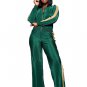 Women's Long Sleeve Zip Up Top and Wide Leg Long Pant Set