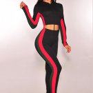 Women's Casual Sport Bodycon Crop Top Long Skinny Pant Set
