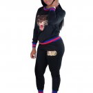 Long Sleeve Sequin Tiger Print Top + High Waist Bodycon Long Pants