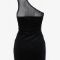 Black Velvet One Shoulder Club Dress