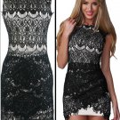 Luxury Sleeveless Embroideried Hollow-Out Crochet Lace Mini Dress