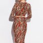 Orange Leopard Printed Bodycon Dress Set