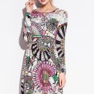 Digital Windmill Pattern Print Club Dress