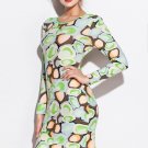 Candy Color Long Sleeve Stone Pattern Print Club Dress