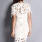 Women's Singular Stenciled Design Back Full Zipper White Slight Dress