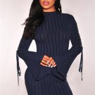 Solid Color Long Sleeve Bodycon Dress