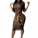 Women's Pullover Print Long Sleeve Bodycon Dress