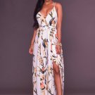 Floral Print Slit Legs Jumpsuit