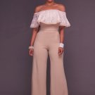 Clarisse Embroidery Ruffle Top Strapless Jumpsuit