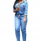 Long Sleeve Denim Jumpsuit