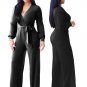 Long Sleeve Solid Jumpsuit With Belt