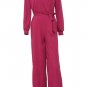 Long Sleeve Solid Jumpsuit With Belt