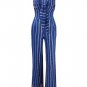 Blue Tribal Print Open Back Jumpsuit