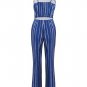 Blue Tribal Print Open Back Jumpsuit