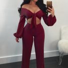 Sexy Off The Shoulder Long Sleeves Two Pieces Set