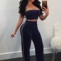 Sexy High Waist Wide Leg Two Pieces Bandeau Top With Pants