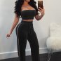 Sexy High Waist Wide Leg Two Pieces Bandeau Top With Pants