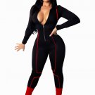 Sexy V Neck Long Sleeve Party Clubwear Zipper Jumpsuit