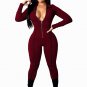 Sexy V Neck Long Sleeve Party Clubwear Zipper Jumpsuit