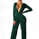 Sexy Fashion Casual Long Sleeve V-neck Jumpsuit
