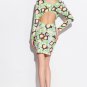 Candy Color Long Sleeve Stone Pattern Print Club Dress