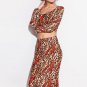 Orange Leopard Printed Bodycon Dress Set