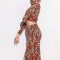 Orange Leopard Printed Bodycon Dress Set