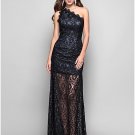 One Shoulder Floral Embroidered Lace Evening Dress