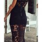 Fabulous Black Sleeveless Lace Mesh Crew Neck Floral Lace Skinny Maxi Dresses