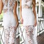 Fabulous Black Sleeveless Lace Mesh Crew Neck Floral Lace Skinny Maxi Dresses