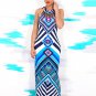 Tribal Print Halter Backless Slit Sexy Maxi Dress