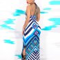 Tribal Print Halter Backless Slit Sexy Maxi Dress