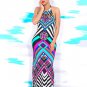 Tribal Print Halter Backless Slit Sexy Maxi Dress