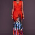 Ombre Multi-Color Print Maxi Dress