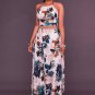 Flowers Print Cross Back Side Slit Maxi Dress