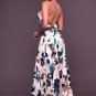 Flowers Print Cross Back Side Slit Maxi Dress