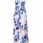 Flowers Print Cross Back Side Slit Maxi Dress