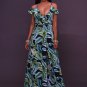 Leaf Print Ruffle Maxi Dress