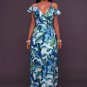 Leaf Print Ruffle Maxi Dress