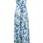 Leaf Print Ruffle Maxi Dress